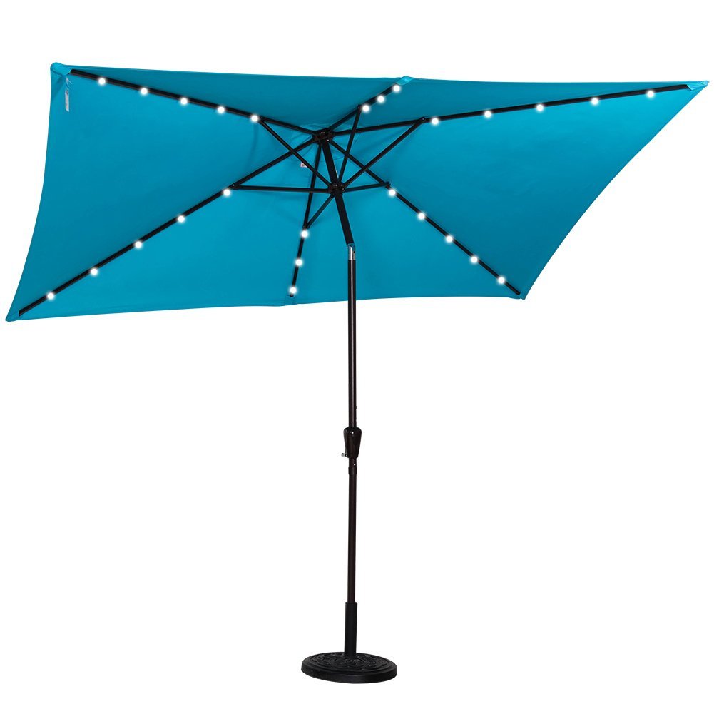 Best Rectangular Patio Umbrella with Solar Lights  OutsideModern