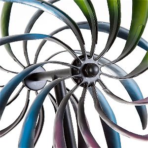 Bits and Pieces - The Original Rainbow Wind Spinner - Decorative Lawn Ornament Wind Mill - Tri-Colored Kinetic Garden Spinner