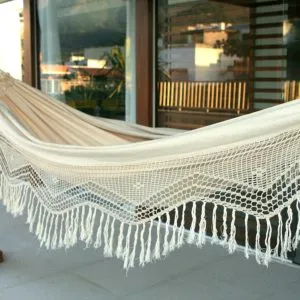 NOVICA Manaus Majesty Brazilian Ecru Double Hammock