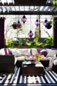 Pergola with Hanging Lanterns. Source: HomeBNC