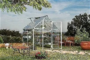 Palram Nature Series Hybrid Hobby Greenhouse - 6’ x 4’ x 7’, Silver