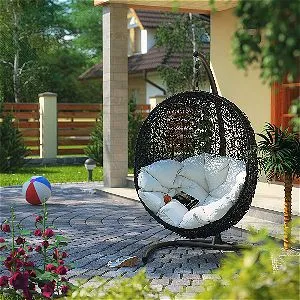Modway Encase Rattan Outdoor Patio Swing Chair, Suspension Series