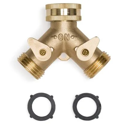 Morvat Heavy Duty Brass Garden Hose Connector Tap Splitter with O Rings