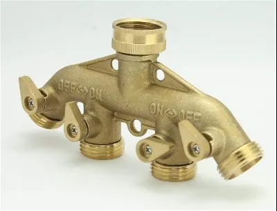 SOMMERLAND Heavy Duty Brass 4 Way Garden Hose Shut Off Connector