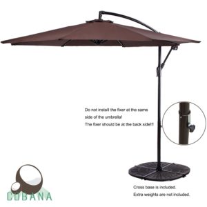 COBANA 10 Feet Cantilever Freestanding Patio Umbrella with Crank and Base, Polyester
