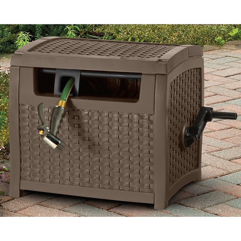 Suncast PTW175 Mocha Wicker 175-Foot Capacity Hose Reel