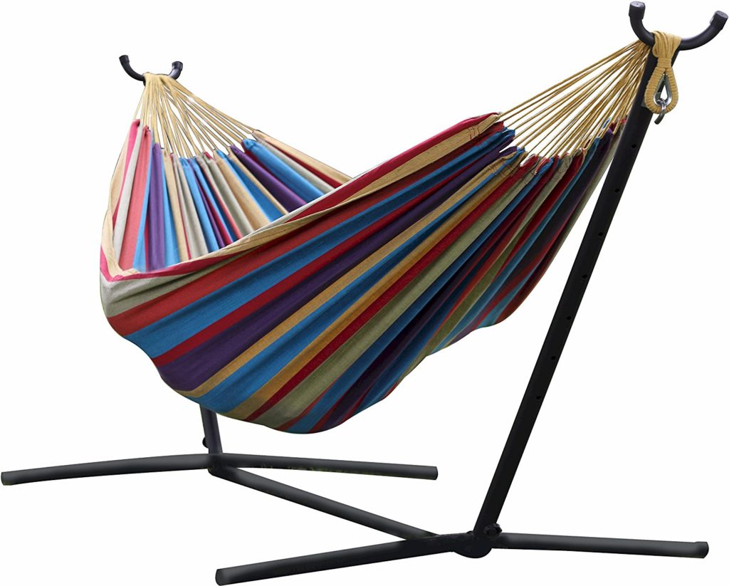 Vivere Double Hammock with Space Saving Steel Stand