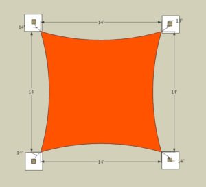 Top View of Shade Sail and Mounting Points