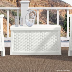 A Deck Box made of Wicker-Look Resin Panels