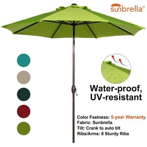 Abba Patio 9' Sunbrella Patio Umbrella Market Umbrella, Tilt Functionality