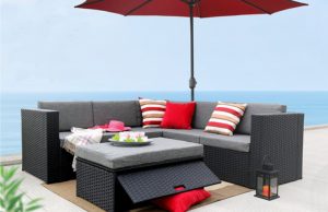 Baner Garden (K35) 4 Pieces Outdoor Furniture Complete Patio Cushion Wicker Rattan Garden Corner Sofa Couch Set