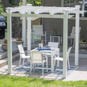 Harbor Bay 7.67 x 7.67-ft. Vinyl Pergola With Weather-Resistant Construction and 5 Shade Filters Across The Top
