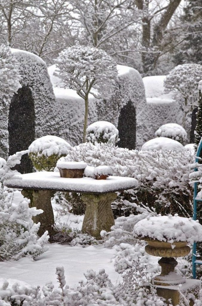 Snowy Garden in Winter. Source: SeasonalWonderment