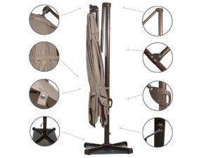 Abba Patio 10' Rectangular Cantilever Umbrella Details