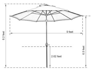 Abba Patio 9' Tilting Umbrella Dimensions