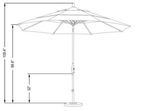 California Umbrella 11' Tilt Umbrella Dimensions