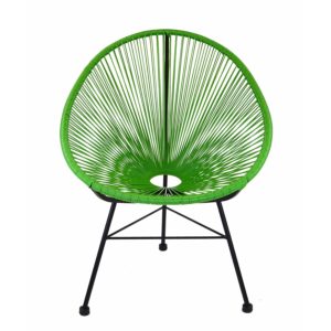Design Tree Home Acapulco Indoor Outdoor Lounge Chair Weave On Black Frame, Green