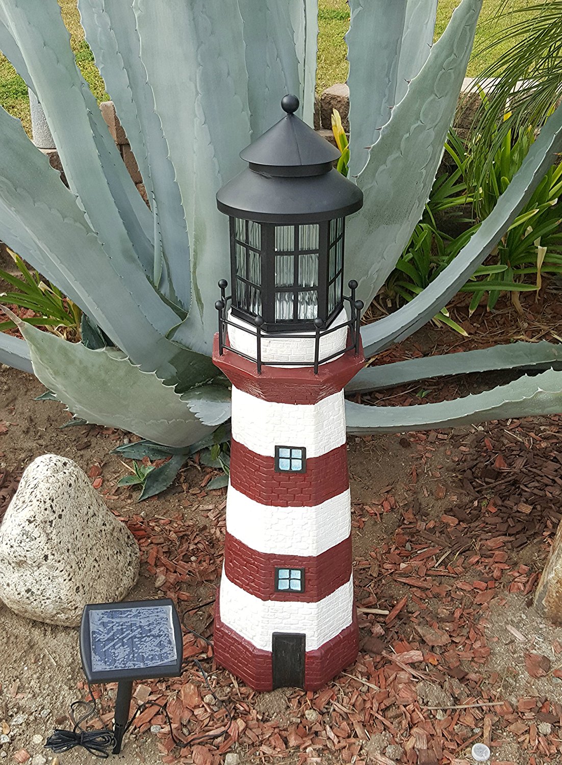 New Solar Powered Lighthouse Outdoor Garden Path Light Nautical Lawn Decor