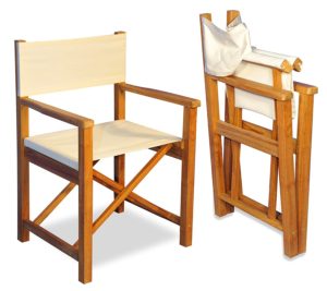 Goldenteak Teak Folding Directors Chairs (Set of Two) - Sunbrella fabric
