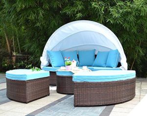Husen Bellagio 4-piece Daybed Outdoor Furniture Sectional Set