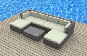 Aluminum Frame HDPE Resin Wicker Sectional Set