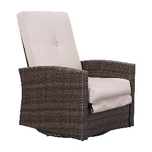 Outsunny Rattan Wicker Swivel Rocker Recliner