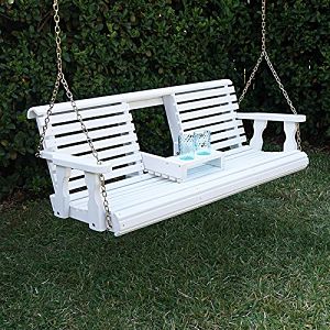 Porchgate Amish Heavy Duty 800b 5' Porch Swing White Stain