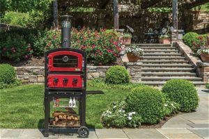 Alfresco Home 82-PZ-5WT-SRSS Fornetto Wood Fired Oven and Smoker, Red