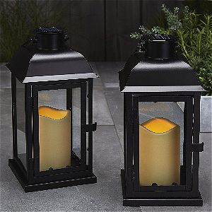 LampLust Black Solar Lanterns, Set of Two