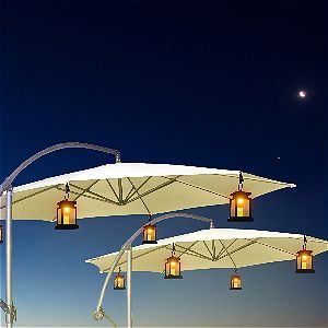 Mabor Solar LED Waterproof Hanging Lights on a Cantilever Umbrella