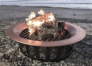Titan 40in Copper Fire Pit Bowl on the Beach