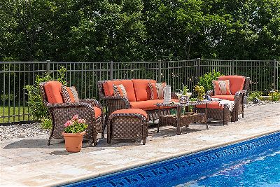 La Z Boy Sawyer Sunbrella Set in Grenadine Orange