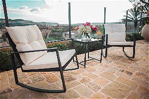 Suncrown Outdoor Rocking Wicker Bistro SEt
