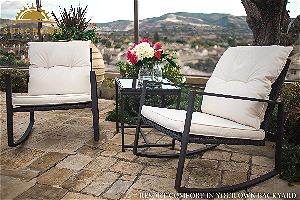 Suncrown Outdoor Wicker Bistro Set with Glass Table