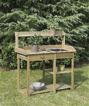 Convenience Concepts Deluxe Potting Bench, Fir finish