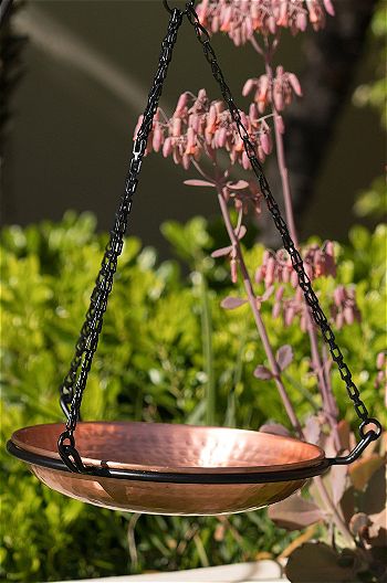 Monarch Abode 17065 Hanging Copper Hammered Bird Bath