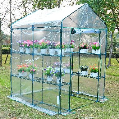 Outsunny 5' x 5' x 6' Portable Walk In Garden Steeple Greenhouse