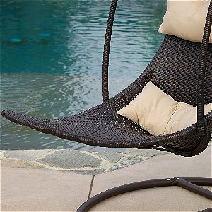 Great Deal Furniture Hanging Chair Wicker and Pillow