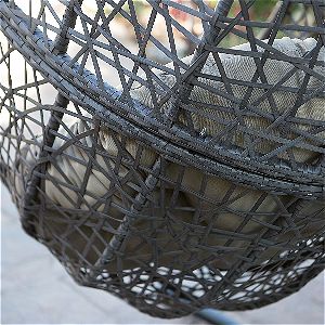 Island Bay Espresso Hanging Egg Chair Wicker Detail
