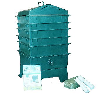 VermiHut 5-Tray Worm Compost Bin- Dark Green