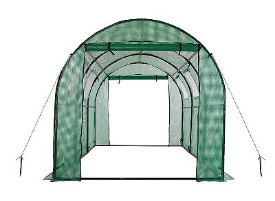 OGrow 2 Door Walk-In Tunnel Greenhouse With Ventilation Windows & Steel Frame