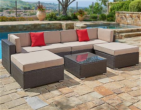 Suncrown Outdoor Furniture Sectional Sofa Set (7-Piece Set)