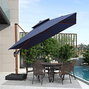 Purple Leaf 10-ft Square Cantilever Umbrella in Sunbrella Acrylic