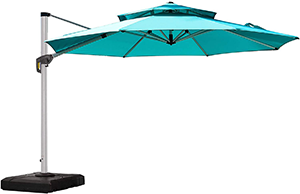 Purple Leaf Umbrella Octagon Cantilever with Valance in Sunbrella Acrylic, 13', Stone